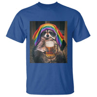 LGBTQ Pride Raccoon Rainbow Flag T Shirt Funny Drinking Beer