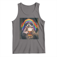 LGBTQ Pride Raccoon Rainbow Flag Tank Top Funny Drinking Beer