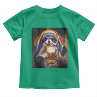 LGBTQ Pride Raccoon Rainbow Flag Toddler T Shirt Funny Drinking Beer