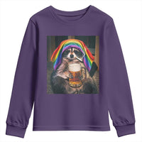 LGBTQ Pride Raccoon Rainbow Flag Youth Sweatshirt Funny Drinking Beer