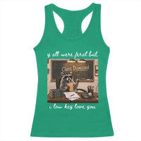 Last Day of School Teacher Feral Raccoon Racerback Tank Top Funny End of Year Summer Break Gift