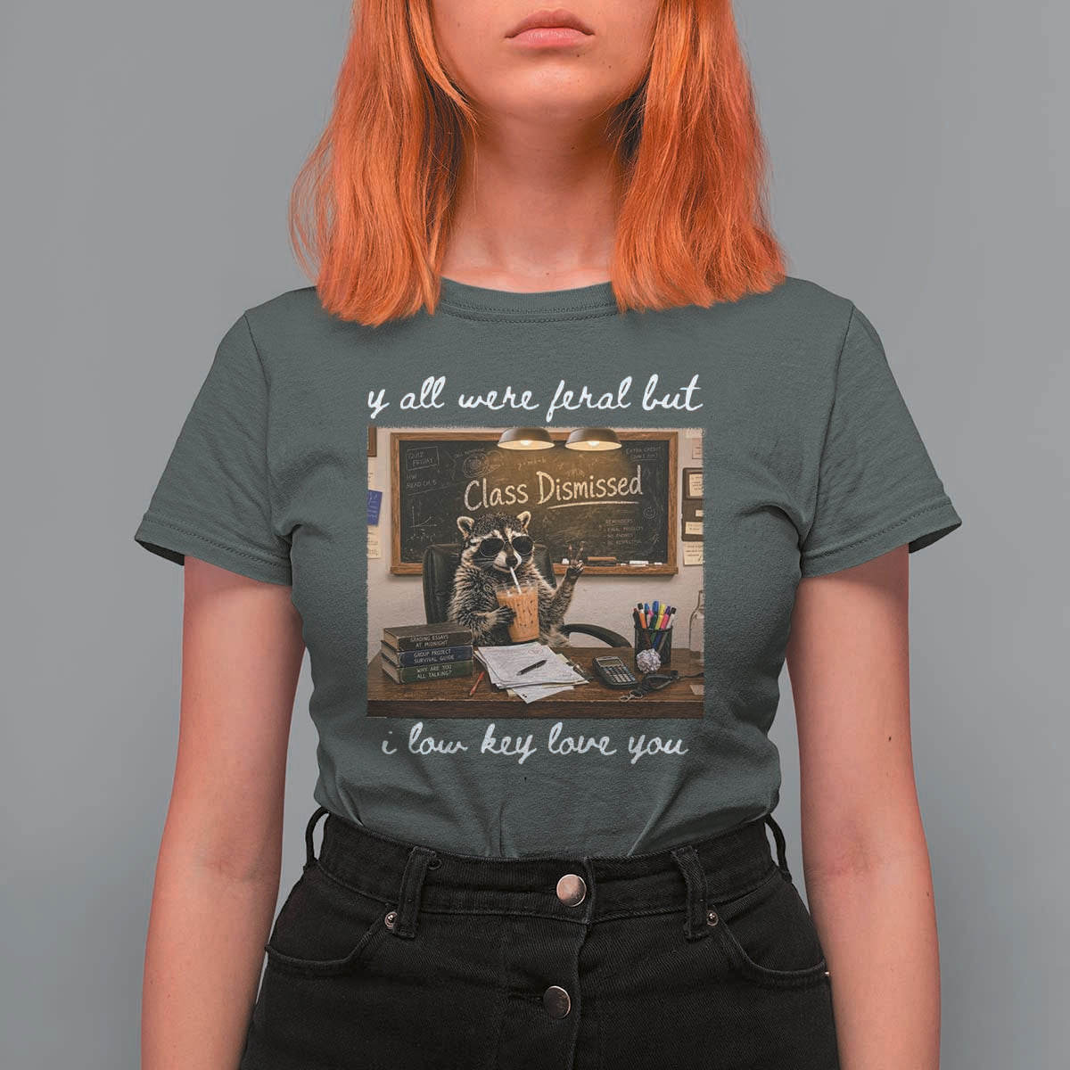 Last Day of School Teacher Feral Raccoon T Shirt For Women Funny End of Year Summer Break Gift