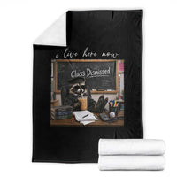 Funny Raccoon Graduation Throw Blanket I Live Here Now