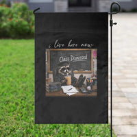 Funny Raccoon Graduation Garden Flag I Live Here Now