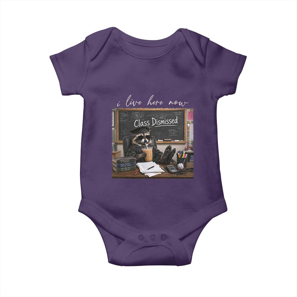 Funny Raccoon Graduation Baby Onesie I Live Here Now