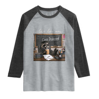 Funny Raccoon Graduation Raglan Shirt I Live Here Now