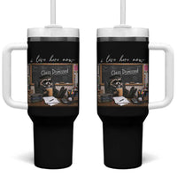 Funny Raccoon Graduation Tumbler With Handle I Live Here Now