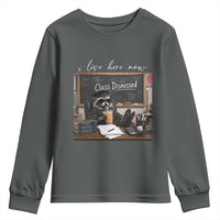 Funny Raccoon Graduation Youth Sweatshirt I Live Here Now