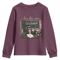 Funny Raccoon Graduation Youth Sweatshirt I Live Here Now