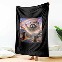 LGBTQ Pride Raccoon Rainbow Flag Throw Blanket Two Raccoons Howling to The Rainbow