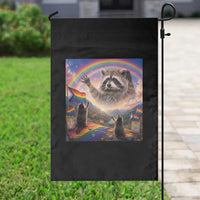 LGBTQ Pride Raccoon Rainbow Flag Garden Flag Two Raccoons Howling to The Rainbow