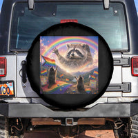 LGBTQ Pride Raccoon Rainbow Flag Spare Tire Cover Two Raccoons Howling to The Rainbow