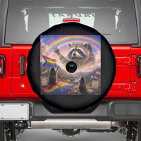 LGBTQ Pride Raccoon Rainbow Flag Spare Tire Cover Two Raccoons Howling to The Rainbow