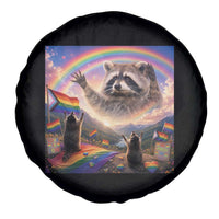 LGBTQ Pride Raccoon Rainbow Flag Spare Tire Cover Two Raccoons Howling to The Rainbow