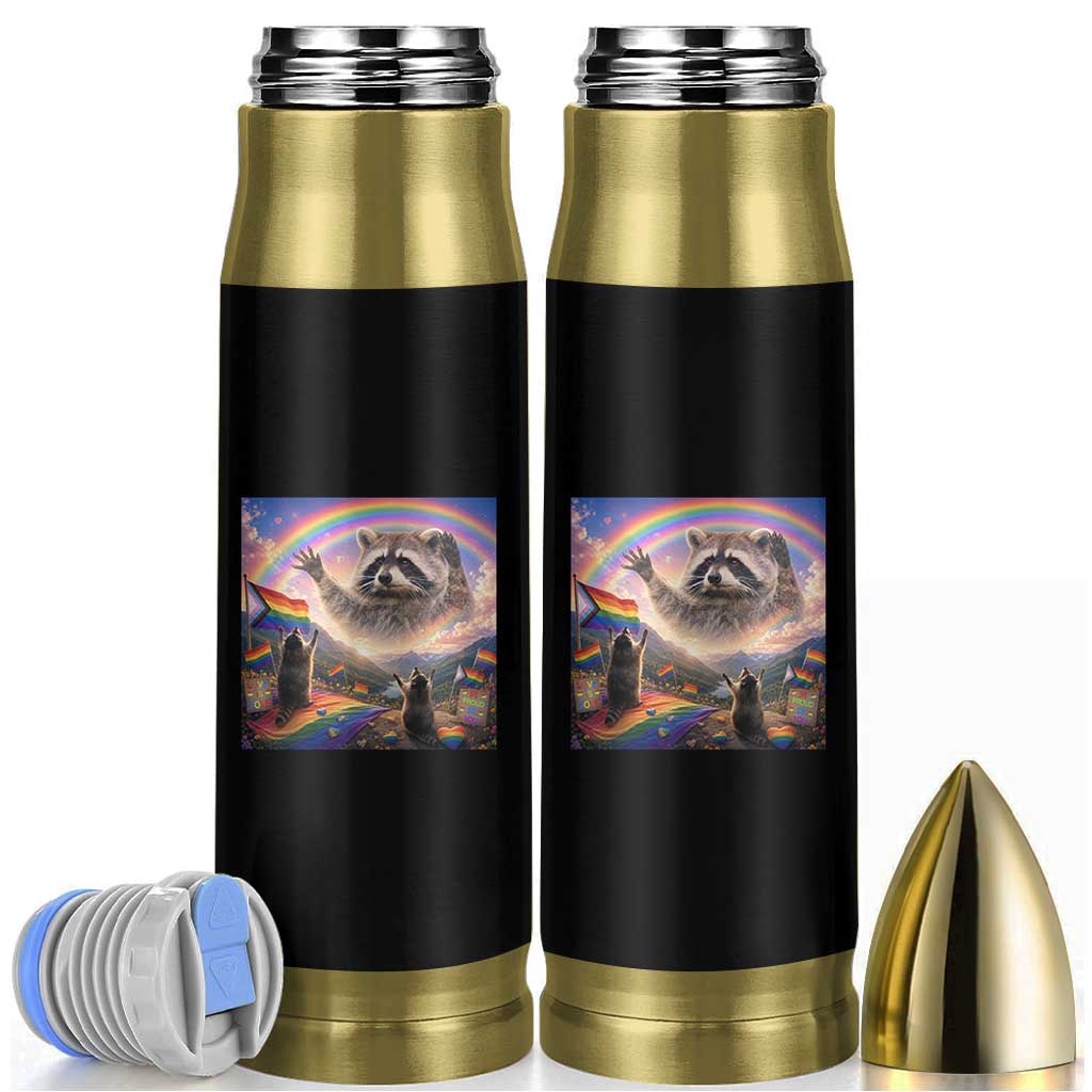 LGBTQ Pride Raccoon Rainbow Flag Bullet Tumbler Two Raccoons Howling to The Rainbow