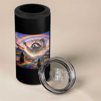 LGBTQ Pride Raccoon Rainbow Flag 4 in 1 Can Cooler Tumbler Two Raccoons Howling to The Rainbow