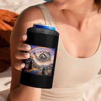 LGBTQ Pride Raccoon Rainbow Flag 4 in 1 Can Cooler Tumbler Two Raccoons Howling to The Rainbow