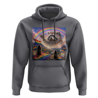 LGBTQ Pride Raccoon Rainbow Flag Hoodie Two Raccoons Howling to The Rainbow