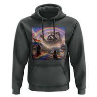 LGBTQ Pride Raccoon Rainbow Flag Hoodie Two Raccoons Howling to The Rainbow