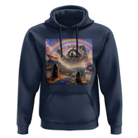 LGBTQ Pride Raccoon Rainbow Flag Hoodie Two Raccoons Howling to The Rainbow