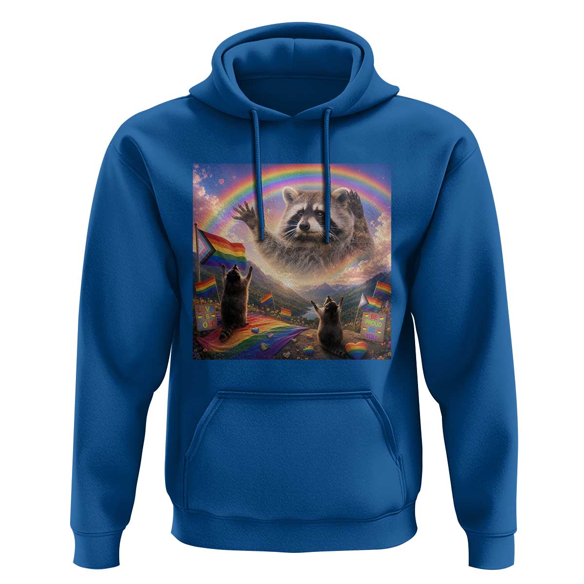 LGBTQ Pride Raccoon Rainbow Flag Hoodie Two Raccoons Howling to The Rainbow