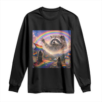 LGBTQ Pride Raccoon Rainbow Flag Long Sleeve Shirt Two Raccoons Howling to The Rainbow
