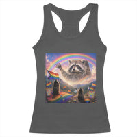 LGBTQ Pride Raccoon Rainbow Flag Racerback Tank Top Two Raccoons Howling to The Rainbow