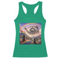 LGBTQ Pride Raccoon Rainbow Flag Racerback Tank Top Two Raccoons Howling to The Rainbow