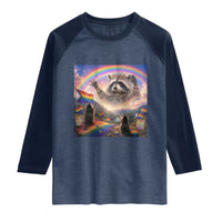 LGBTQ Pride Raccoon Rainbow Flag Raglan Shirt Two Raccoons Howling to The Rainbow