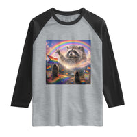 LGBTQ Pride Raccoon Rainbow Flag Raglan Shirt Two Raccoons Howling to The Rainbow