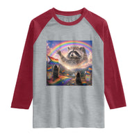 LGBTQ Pride Raccoon Rainbow Flag Raglan Shirt Two Raccoons Howling to The Rainbow