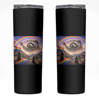 LGBTQ Pride Raccoon Rainbow Flag Skinny Tumbler Two Raccoons Howling to The Rainbow
