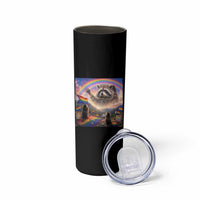 LGBTQ Pride Raccoon Rainbow Flag Skinny Tumbler Two Raccoons Howling to The Rainbow