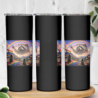LGBTQ Pride Raccoon Rainbow Flag Skinny Tumbler Two Raccoons Howling to The Rainbow