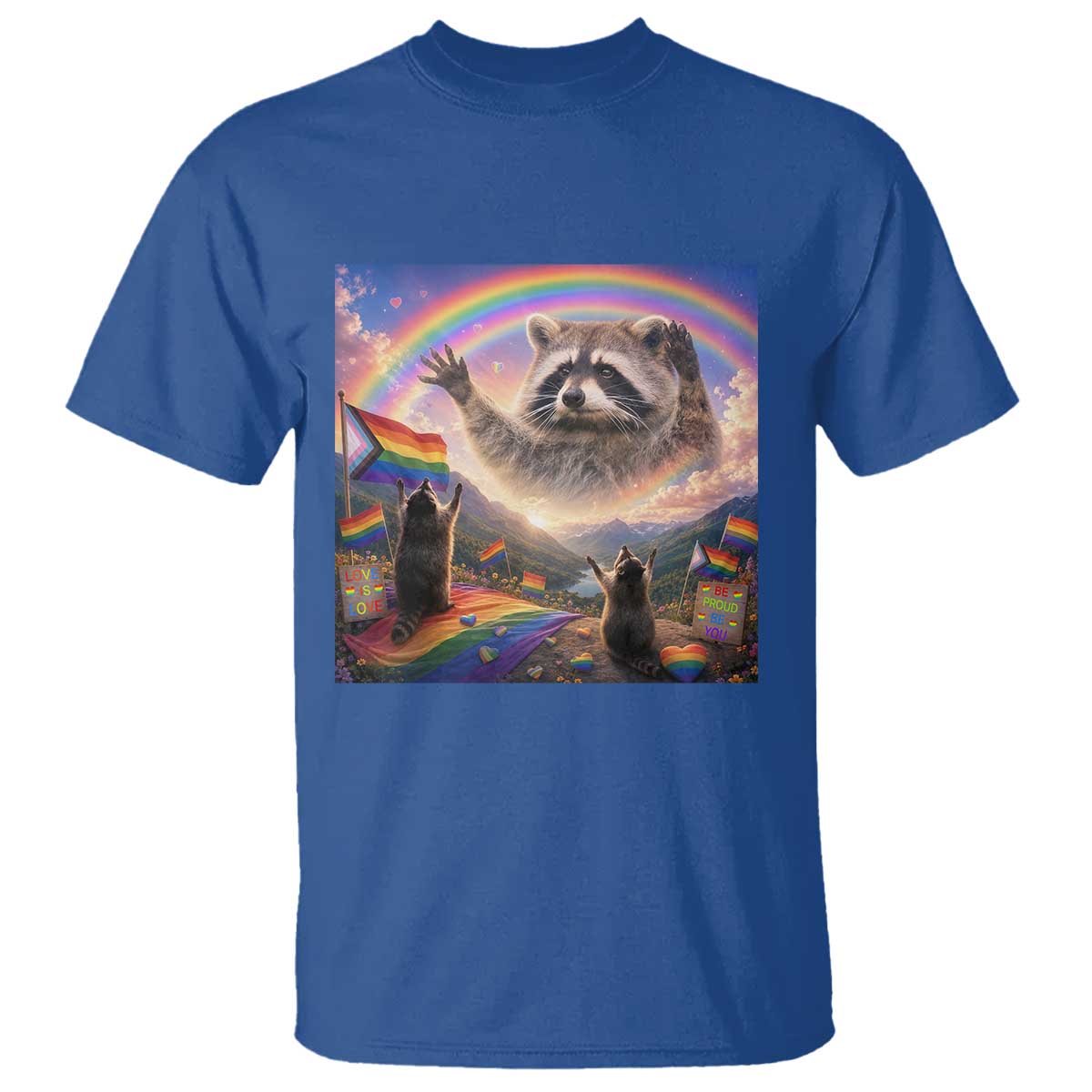 LGBTQ Pride Raccoon Rainbow Flag T Shirt Two Raccoons Howling to The Rainbow