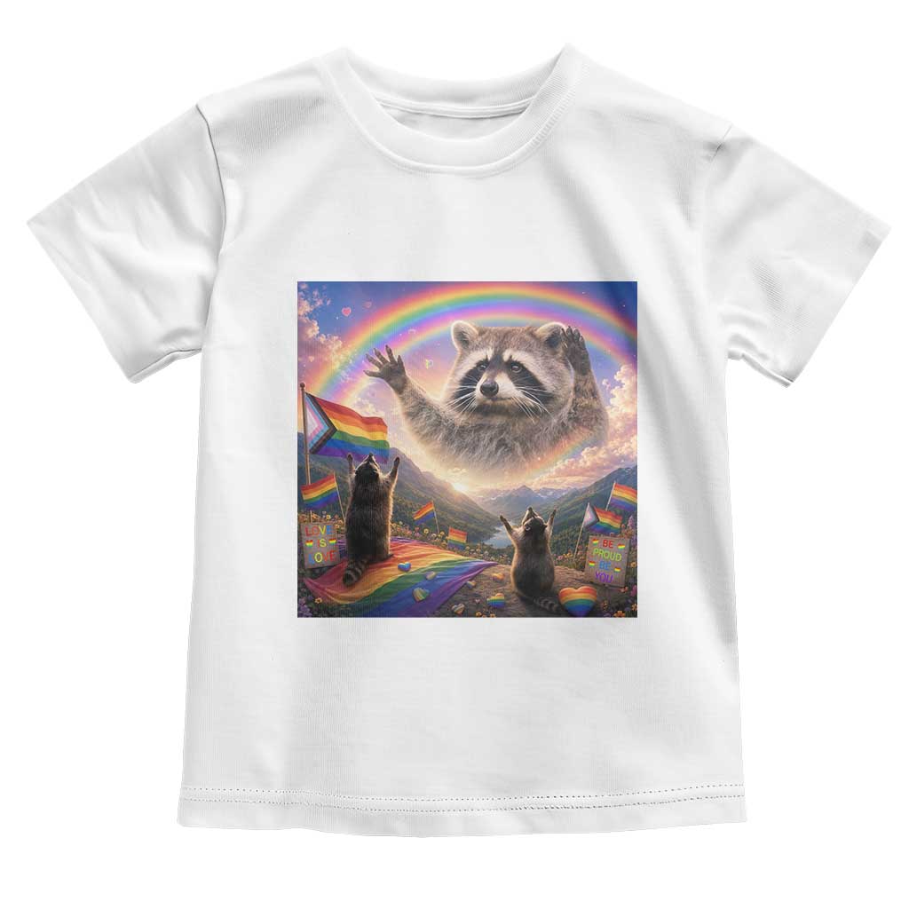 LGBTQ Pride Raccoon Rainbow Flag Toddler T Shirt Two Raccoons Howling to The Rainbow