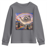 LGBTQ Pride Raccoon Rainbow Flag Youth Sweatshirt Two Raccoons Howling to The Rainbow
