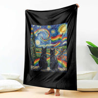 Cat Gay Pride Throw Blanket Starry Night Style LGBTQ Pride Support