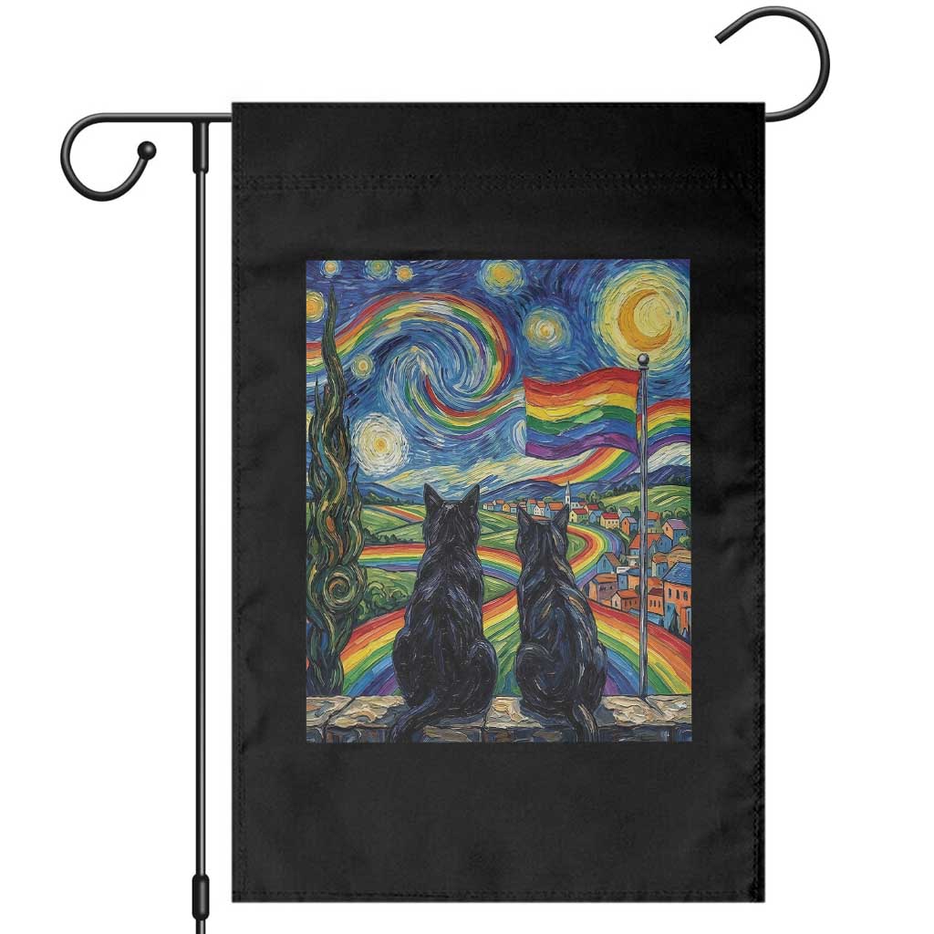 Cat Gay Pride Garden Flag Starry Night Style LGBTQ Pride Support