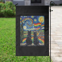 Cat Gay Pride Garden Flag Starry Night Style LGBTQ Pride Support