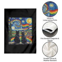 Cat Gay Pride Garden Flag Starry Night Style LGBTQ Pride Support
