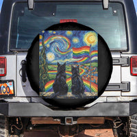 Cat Gay Pride Spare Tire Cover Starry Night Style LGBTQ Pride Support