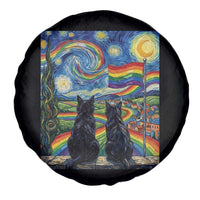 Cat Gay Pride Spare Tire Cover Starry Night Style LGBTQ Pride Support