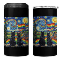 Cat Gay Pride 4 in 1 Can Cooler Tumbler Starry Night Style LGBTQ Pride Support