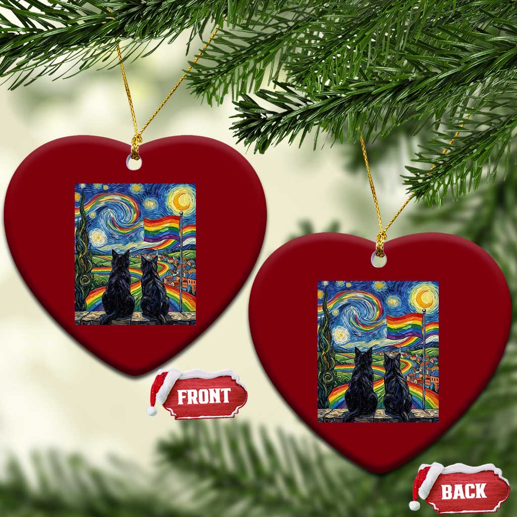 Cat Gay Pride Ceramic Ornament Starry Night Style LGBTQ Pride Support