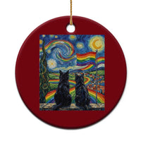 Cat Gay Pride Ceramic Ornament Starry Night Style LGBTQ Pride Support