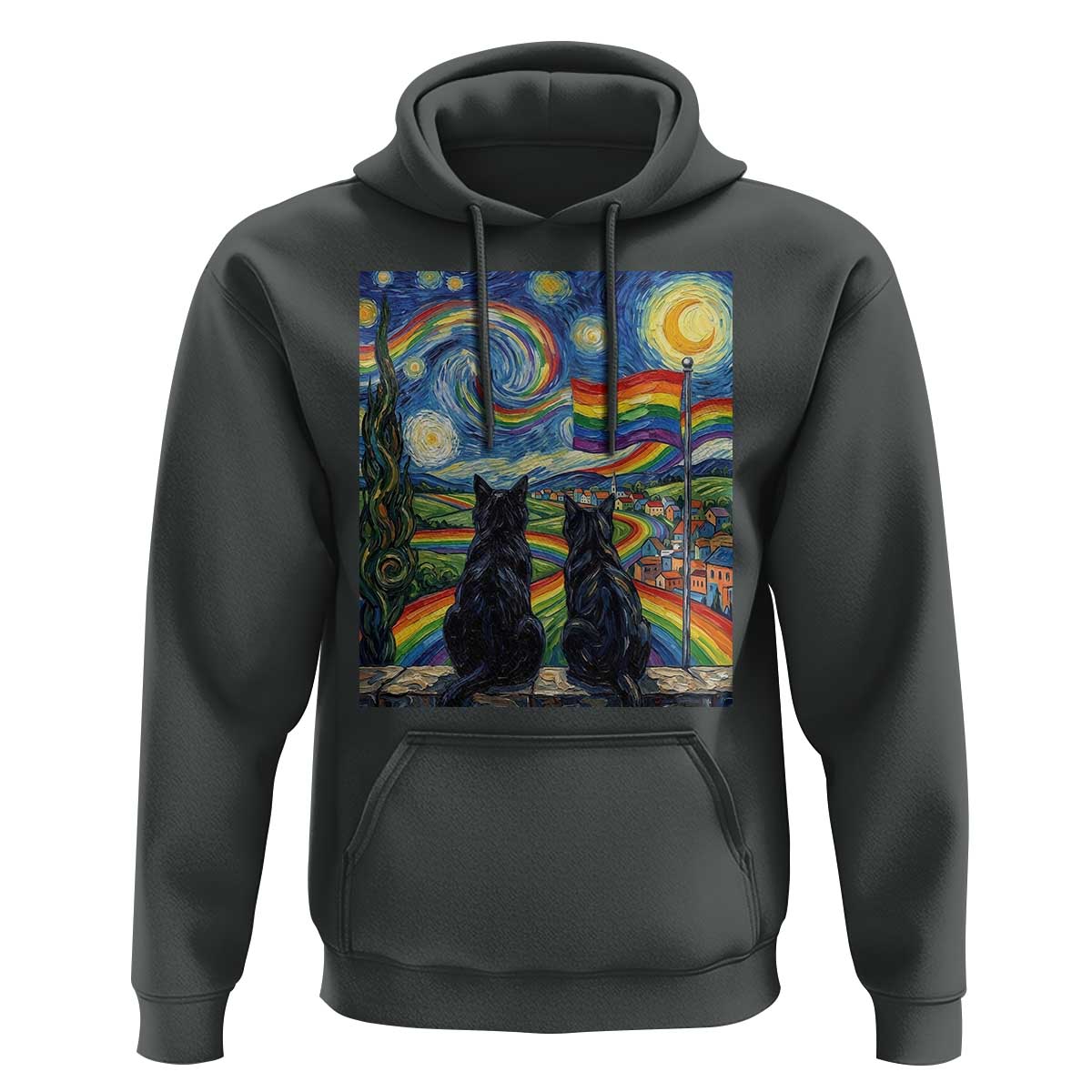 Cat Gay Pride Hoodie Starry Night Style LGBTQ Pride Support