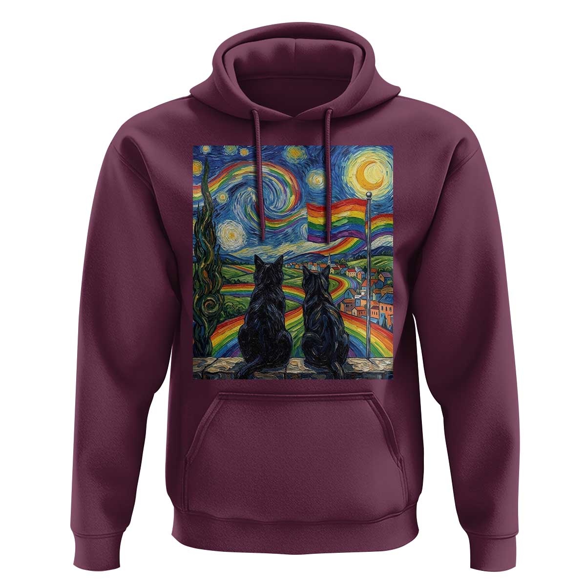 Cat Gay Pride Hoodie Starry Night Style LGBTQ Pride Support