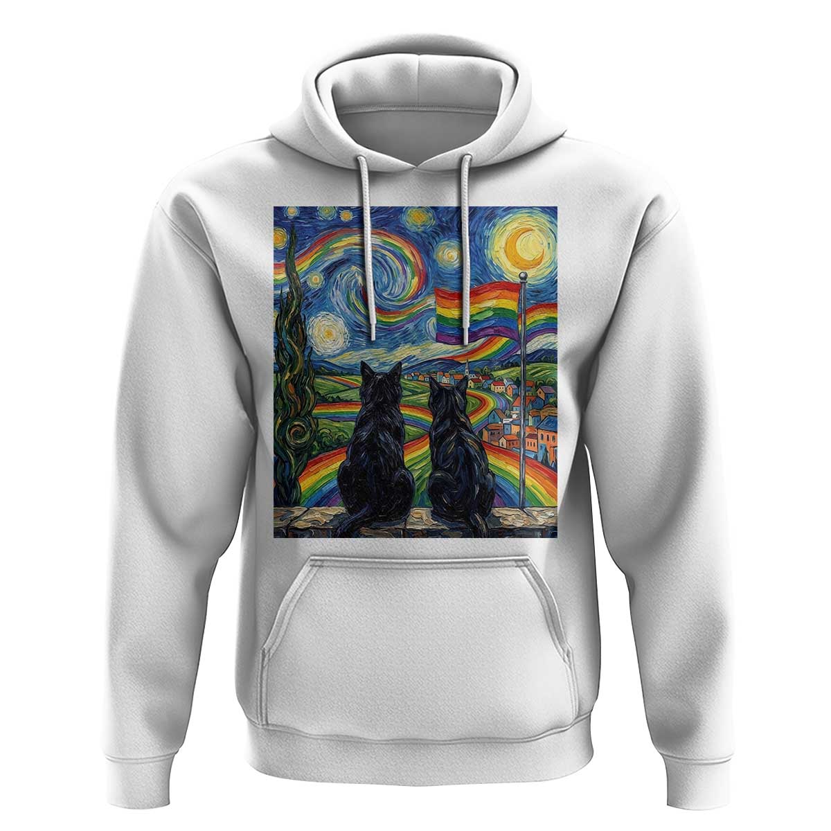 Cat Gay Pride Hoodie Starry Night Style LGBTQ Pride Support