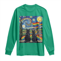 Cat Gay Pride Long Sleeve Shirt Starry Night Style LGBTQ Pride Support